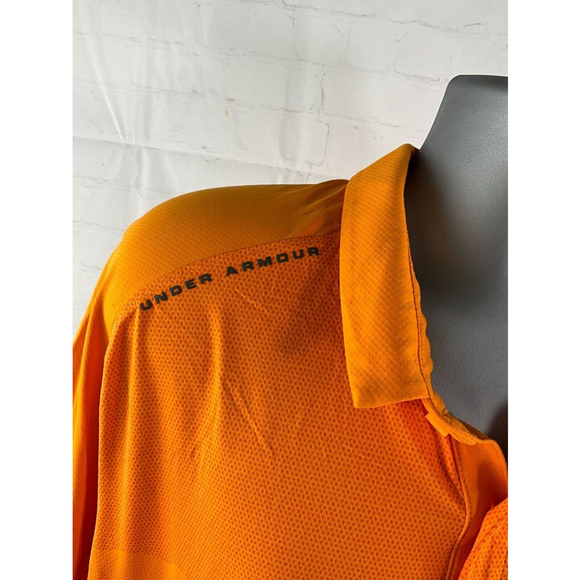 Men’s Under Armour HeatGear Golf Polo Shirt Sz 2XL Orange Loose Fit Short Sleeve - Picture 3 of 4